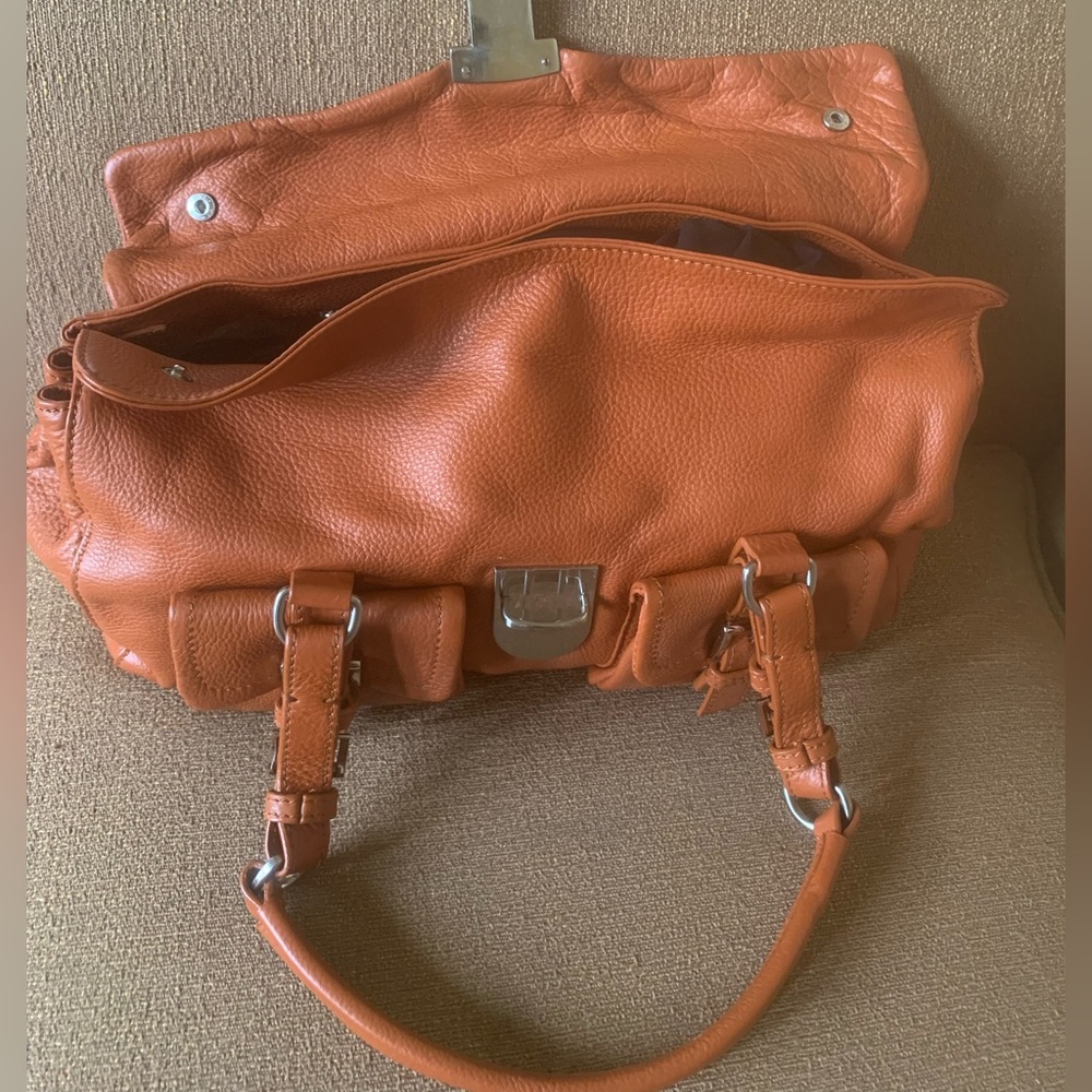 Prada Flap Satchel Shoulder Bag in Burnt Orange Leather New - Picture 10 of 16
